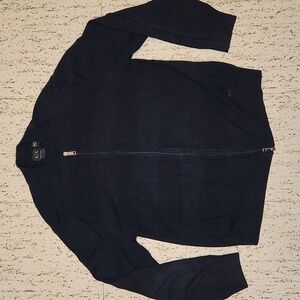 Armani Exchange Dark Navy Blue Stripe Full Zip Knit Casual Cardigan Sweater